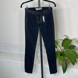 J Branduarte Black Front & Ankle Minx Suffragette Lace Up Skinny Jeans Size 24